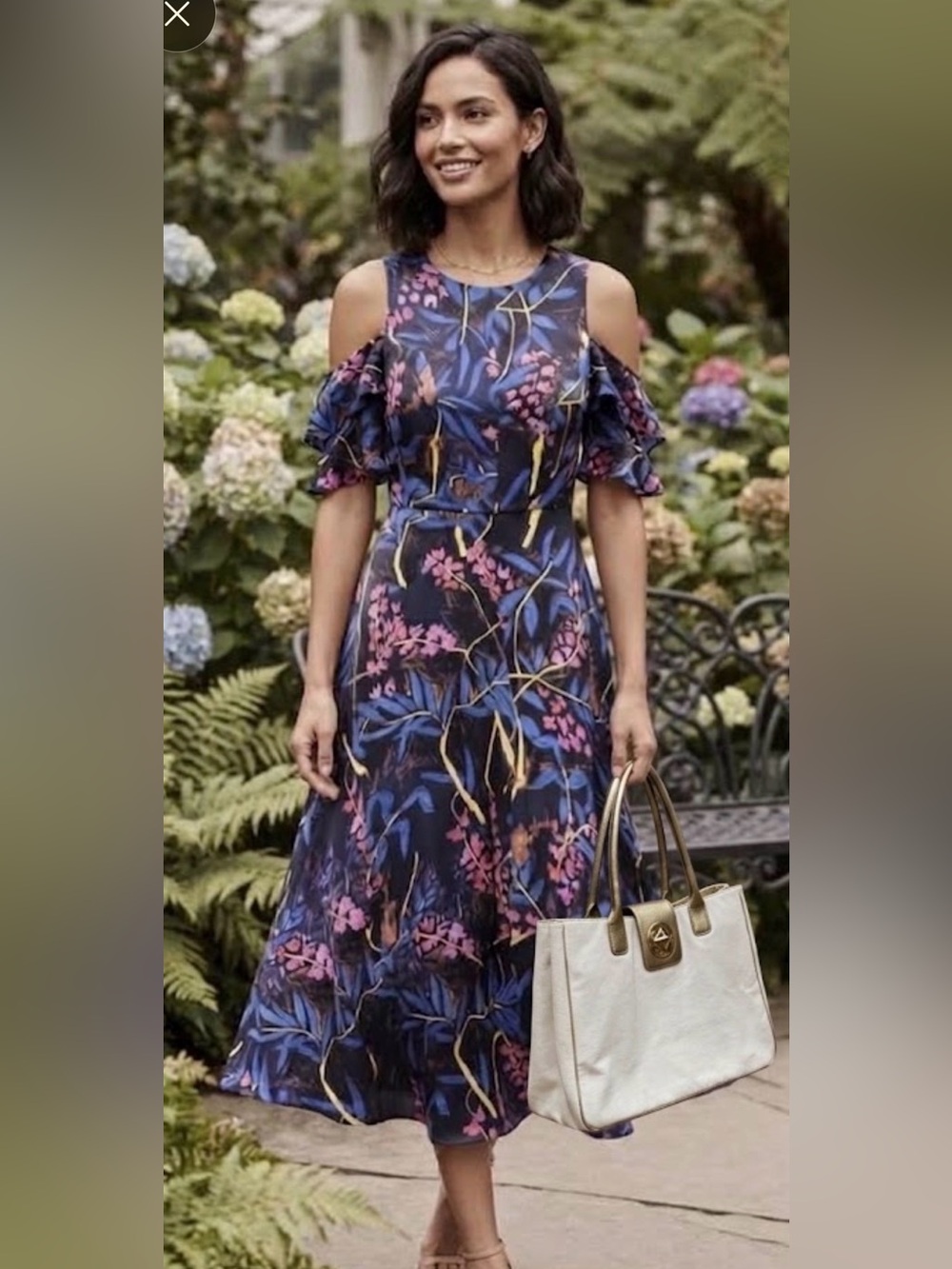 Maeve Floral, Cold Shoulder, High- Low Dress, Anthropologie